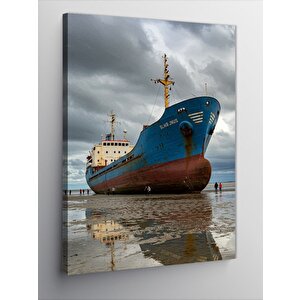 Kanvas Tablo Terk Edilmiş Gemi Manzarası 50x70 cm