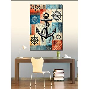 Kanvas Tablo Nautical Çapa Deseni 70x100 cm