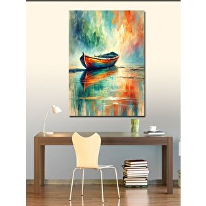Kanvas Tablo Yalnız Tekne Ve Su Yansımaları 100x140 cm