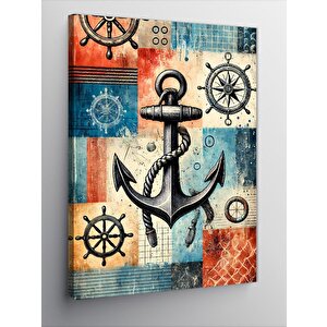 Kanvas Tablo Nautical Çapa Deseni 50x70 cm