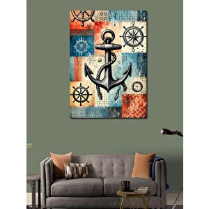 Kanvas Tablo Nautical Çapa Deseni 50x70 cm