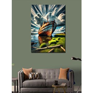 Kanvas Tablo Terk Edilmiş Gemi Çizimi 50x70 cm