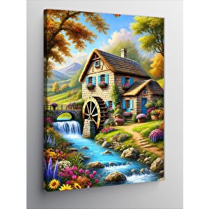 Kanvas Tablo Dere Kenarındaki Kulübe 100x140 cm