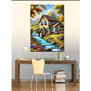 Kanvas Tablo Dere Kenarındaki Kulübe 100x140 cm