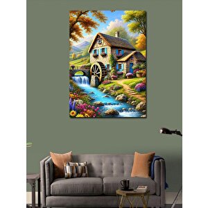 Kanvas Tablo Dere Kenarındaki Kulübe 100x140 cm