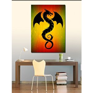 Kanvas Tablo Ejderha Ve Alev Çizimi 100x140 cm