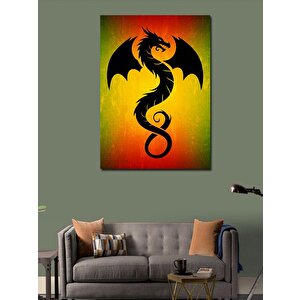 Kanvas Tablo Ejderha Ve Alev Çizimi 100x140 cm