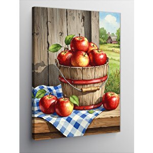 Kanvas Tablo Elma Sepeti Ve Çiftlik 50x70 cm