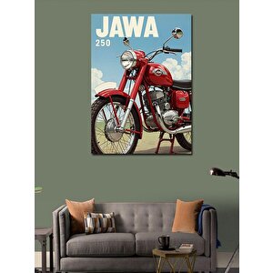 Kanvas Tablo Jawa Kırmızı Motosiklet 70x100 cm