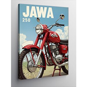 Kanvas Tablo Jawa Kırmızı Motosiklet 100x140 cm