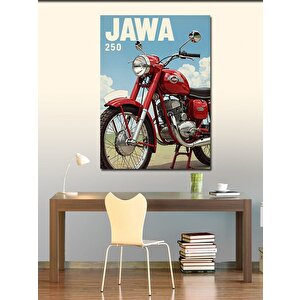 Kanvas Tablo Jawa Kırmızı Motosiklet 100x140 cm