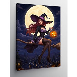 Kanvas Tablo Cadılar Bayramı Cadısı 50x70 cm