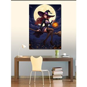 Kanvas Tablo Cadılar Bayramı Cadısı 50x70 cm