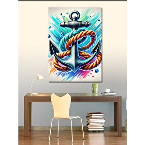Kanvas Tablo Renkli Çapa Ve İp 100x140 cm
