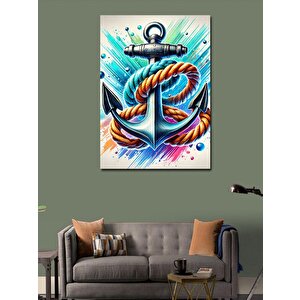Kanvas Tablo Renkli Çapa Ve İp 100x140 cm