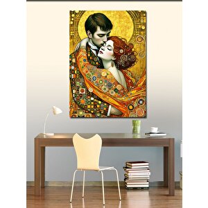 Kanvas Tablo Tutkulu Aşıklar Ve Sarı Çizgiler 70x100 cm