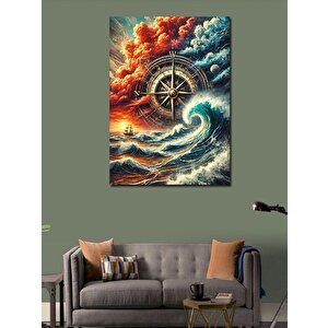 Kanvas Tablo Fırtına Dalgası Ve Pusula 50x70 cm