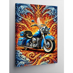Kanvas Tablo Alevli Motosiklet Çizimi 50x70 cm
