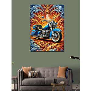 Kanvas Tablo Alevli Motosiklet Çizimi 50x70 cm