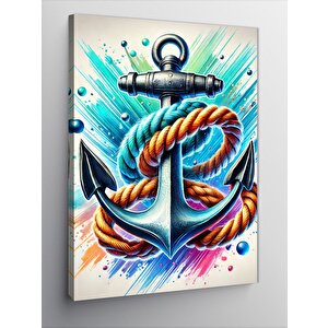Kanvas Tablo Renkli Çapa Ve İp 50x70 cm