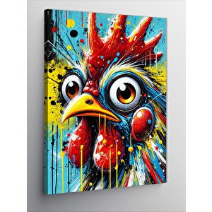 Kanvas Tablo Renkli Horoz Portresi 100x140 cm