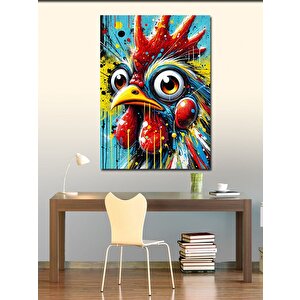Kanvas Tablo Renkli Horoz Portresi 100x140 cm