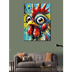 Kanvas Tablo Renkli Horoz Portresi 100x140 cm