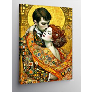 Kanvas Tablo Tutkulu Aşıklar Ve Sarı Çizgiler 50x70 cm