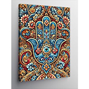 Kanvas Tablo Renkli Hamsa Eli Motifi 50x70 cm