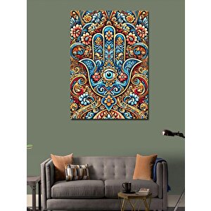 Kanvas Tablo Renkli Hamsa Eli Motifi 50x70 cm