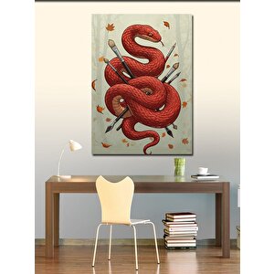 Kanvas Tablo Kırmızı Yılan Ve Oklar 100x140 cm