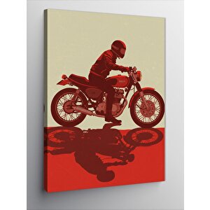Kanvas Tablo Kırmızı Motosiklet Çizimi 70x100 cm