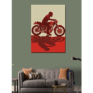 Kanvas Tablo Kırmızı Motosiklet Çizimi 100x140 cm