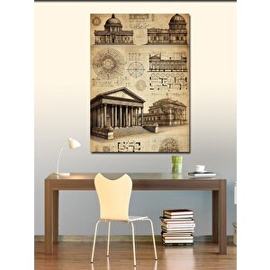 Kanvas Tablo Eski Mimari Çizimler 70x100 cm