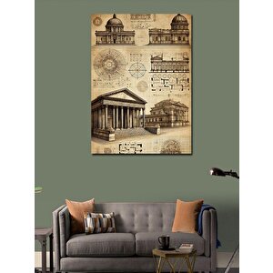 Kanvas Tablo Eski Mimari Çizimler 70x100 cm