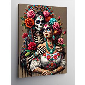 Kanvas Tablo Renkli La Catrina Figürü 70x100 cm