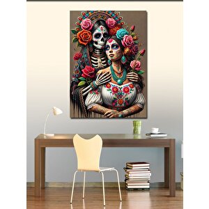 Kanvas Tablo Renkli La Catrina Figürü 70x100 cm