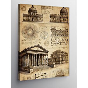 Kanvas Tablo Eski Mimari Çizimler 50x70 cm