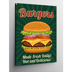 Kanvas Tablo Retro Burger Afişi 70x100 cm