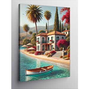 Kanvas Tablo Akdeniz Kıyısı Evi 100x140 cm