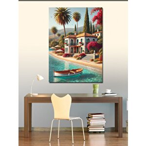 Kanvas Tablo Akdeniz Kıyısı Evi 70x100 cm