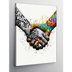 Kanvas Tablo Sıkılan Eller Ve Grafiti 70x100 cm