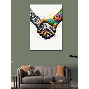 Kanvas Tablo Sıkılan Eller Ve Grafiti 70x100 cm