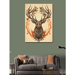 Kanvas Tablo Geyik Ve Antik Desen 70x100 cm