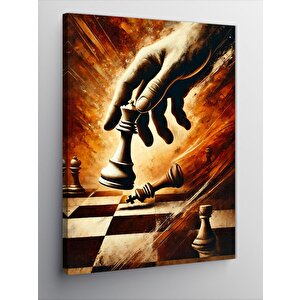 Kanvas Tablo Satranç Taşı Ve El 50x70 cm