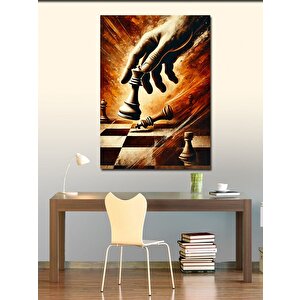 Kanvas Tablo Satranç Taşı Ve El 50x70 cm