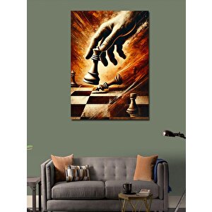 Kanvas Tablo Satranç Taşı Ve El 50x70 cm