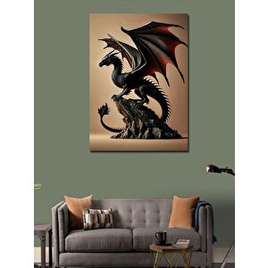 Kanvas Tablo Ejderha Ve Karanlık Sanat 100x140 cm