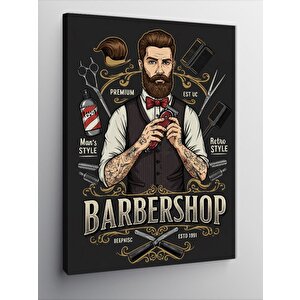 Kanvas Tablo Barber Shop Ve Retro Berber Posteri 50x70 cm