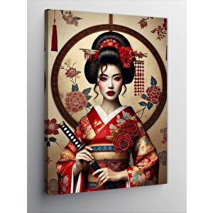 Kanvas Tablo Geisha Sanatı Çizimi 100x140 cm